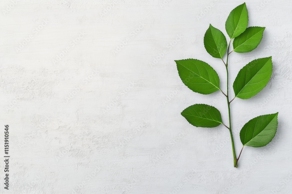 Poster a minimalist design of a single green leaf with clean lines and soft gradients, placed on a white ba