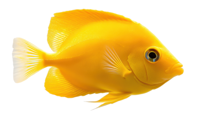 Vibrant yellow fish swimming gracefully. transparent background
