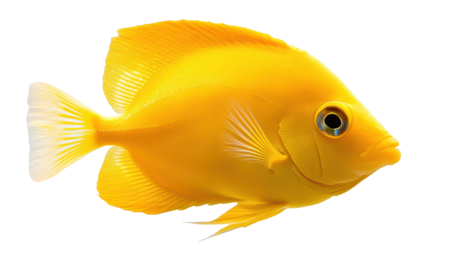 Vibrant yellow fish swimming gracefully. transparent background