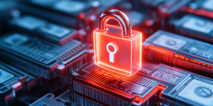 Digital Concept of Financial Security with Glowing Padlock
