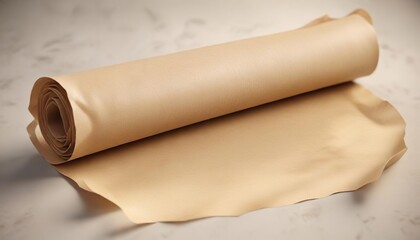 Isolated parchment scroll paper against a light background, parchment roll, dusty
