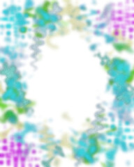An abstract transparent psychedelic wavy vignette border design element.