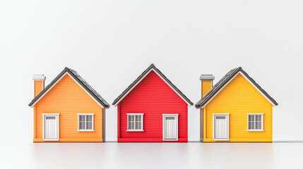 Colorful houses in row, showcasing vibrant designs and styles