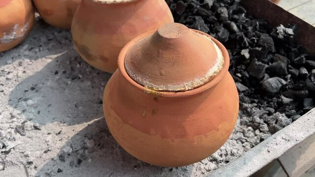Handi mutton sold in a earthen pot in Bihar, India.
