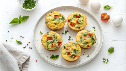 Mini Quiches with Spinach and Red Bell Peppers