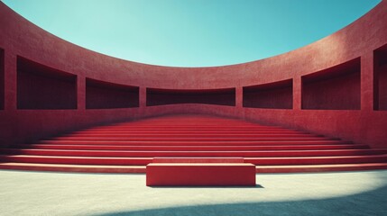 Red Architectural Structure With Steps And Niches