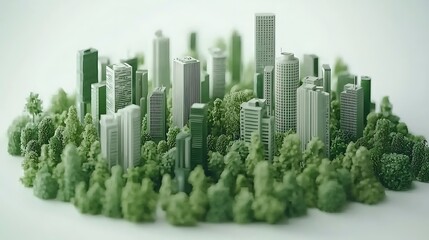 Fototapeta premium Green City Sustainable Urban Development Eco Friendly Buildings Nature