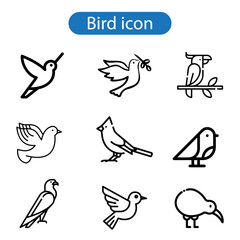 Bird icon set vector art illustration on white background.