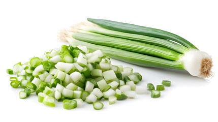 Chopped Spring onion isolated in white background