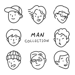 Hand drawn man avatar collection