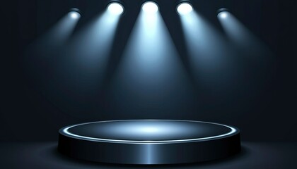 Illuminated Platform Under Spotlights A Dark Setting