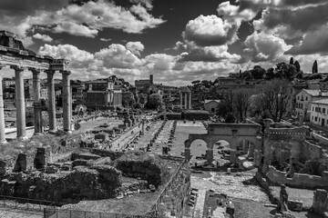 Fototapeta premium Roman Forum, view from Capitolium Hill in Rome