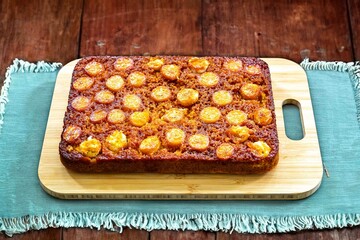 Traditional Brazilian caramelized banana pie. Brazilian food