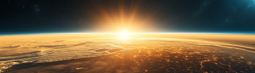 Breathtaking sunrise over Earth from space, showcasing the planet's vibrant horizon.