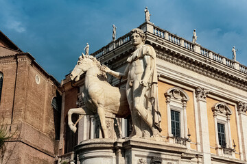 Statue dei Dioscuri sulla Cordonata Capitolina. Roma, Italia
