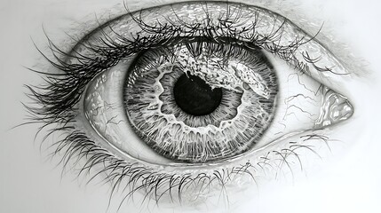 Obraz premium Dramatic Black and White Eye Drawing Detailed Iris Eyelashes