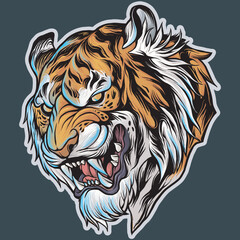 art illustration drawing head tiger animal cartoon vector tattoo color