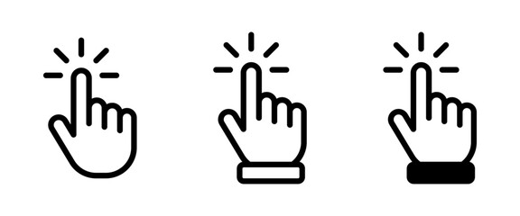 Click hand cursor icon set