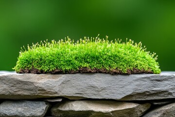 Fototapeta premium An ultra-detailed macro shot of green moss growing between stones, capturing the tiny textures and vibrant hues with extreme clarity