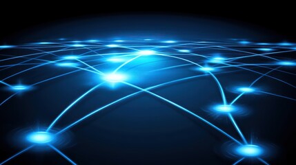 Abstract Network Connection: Digital Global Network, Futuristic Technology, Illuminated Nodes, Interconnection, Data Flow,  Cyber Space,  Blue Light,  Digital World,  Global Communication