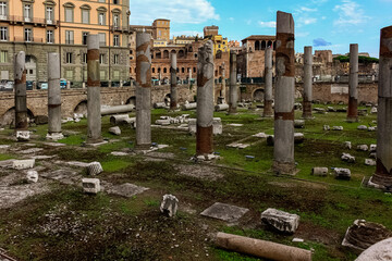 Basilica Ulpia nel complesso del Foro Traiano. Roma, Italia