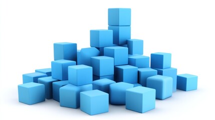 Obraz premium Abstract Blue Cubes Composition: A 3D Render of Stacked Blocks