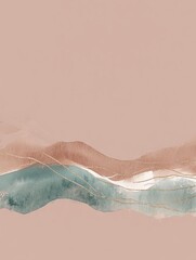 Obraz premium Abstract Watercolor Wall Art with PANTONE 17-1230 Mocha Mousse Tones