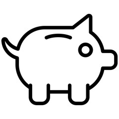 Piggy Bank Outline Icon, Black And White Outline Icon Symbol