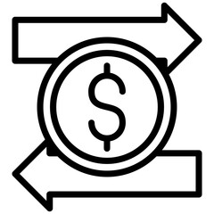 Money Transfer Outline Icon, Black And White Outline Icon Symbol