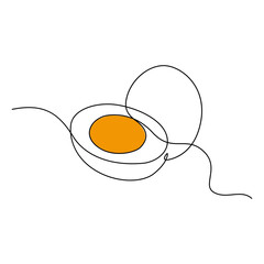 Easter Egg continuous one line drawing vector illustration, Pro vector. One continuous line design of egg and vegetable dish. Single line decorative element drawn on white background.