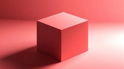 Red Cube Minimalist 3D Render: A Study in Form and Light