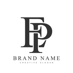 EP trendy logotype template. Initial letter e and p classic font style. Creative logo for company name or identity.