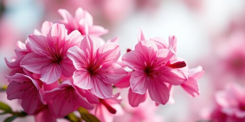 Fototapeta premium Delicate pink blossoms with soft petals and a gentle blur in the background, a celebration of nature's beauty and a symbol of spring's arrival.