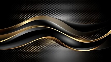 Abstract Gold and Black Wave Design Background