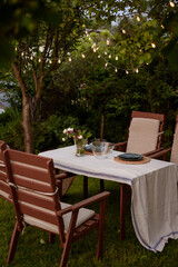 Eating in the summer garden