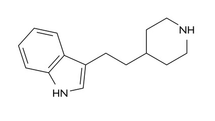 indalpine molecule, structural chemical formula, ball-and-stick model, isolated image antidepressant