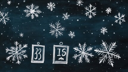 Chalk Art Holiday Sale Poster with Snowflakes and Countdown, festive design capturing seasonal excitement and urgency
