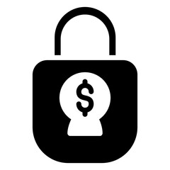 Padlock Glyph Icon, Black And White Glyph Icon Symbol