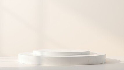Minimalist White Marble Pedestal Platform for Product Display, a Modern and Clean Aesthetic for High-End Presentations