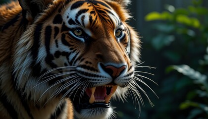 Majestic Tiger Close-Up: Powerful Wild Cat Portrait