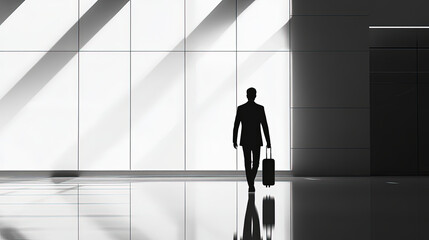 Fototapeta premium silhouette of a person in the airport