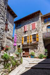Châtillon en Diois, in the Drôme department, southeastern France. Medieval streets and houses in the center of the village. Châtillon is one of Most Beautiful Villages of France.