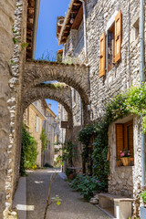 Châtillon en Diois, in the Drôme department, southeastern France. Medieval streets and houses in the center of the village. Châtillon is one of Most Beautiful Villages of France.