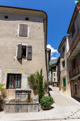 Châtillon en Diois, in the Drôme department, southeastern France. Medieval streets and houses in the center of the village. Châtillon is one of Most Beautiful Villages of France.