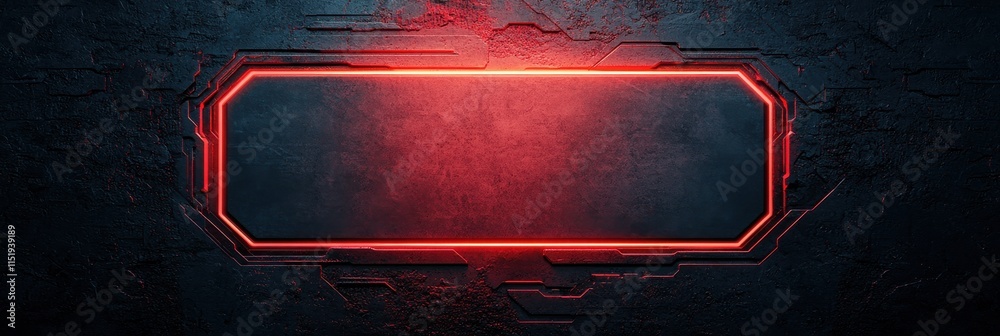 Aufkleber a futuristic interface featuring a dark background with a glowing red rectangular frame, ideal for d