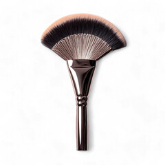 Fan brush for makeup application isolated on transparent background, PNG