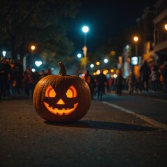 Fototapeta premium halloween pumpkin on the street