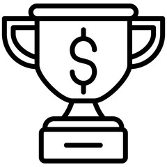 Trophy Outline Icon, Black And White Outline Icon Symbol