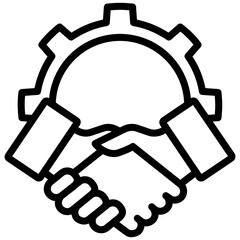 Job Agreement Outline Icon, Handshake Icon, Black And White Outline Icon Symbol