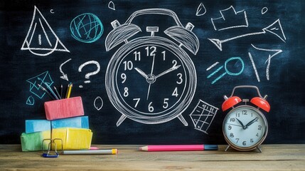 Chalkboard Infographic on Time Management Strategies for Students and Professionals, visually engaging, informative, practical tips for productivity